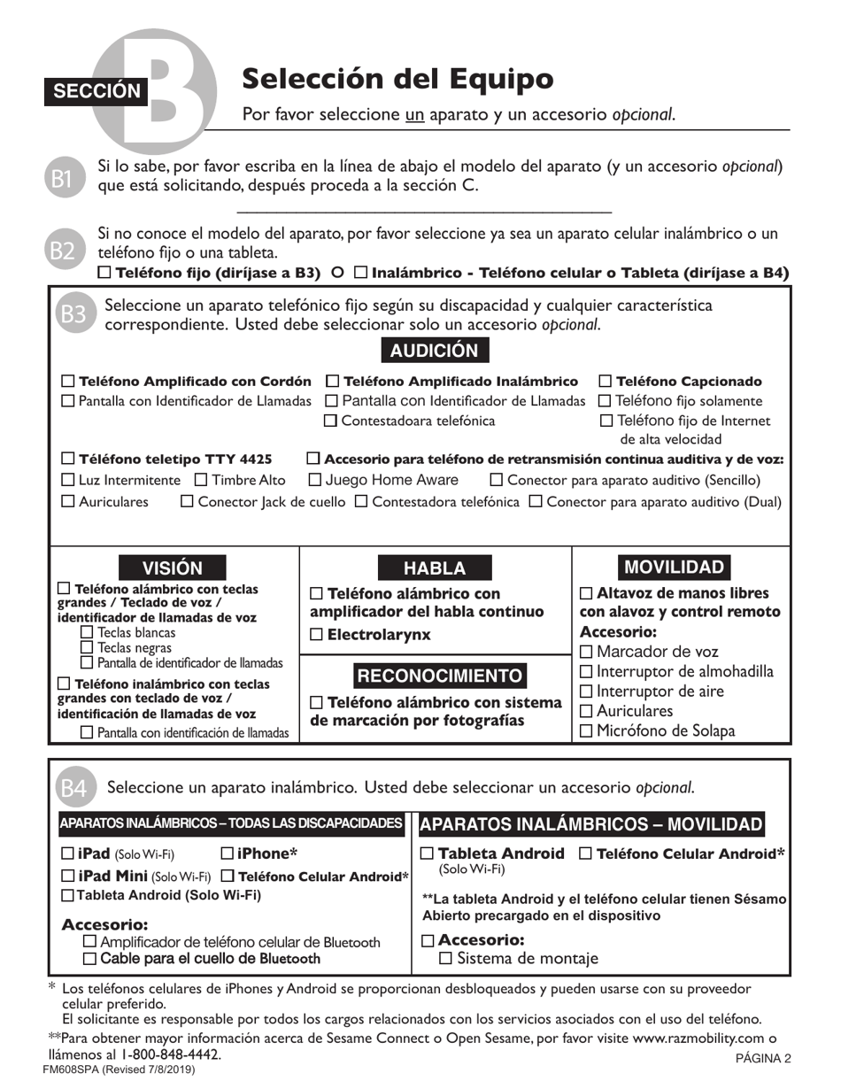 Formulario FM608SPA Solicitud Del Programa De Acceso De Aparatos De Comunicacion (Tdap) De Oregon - Oregon (Spanish), Page 2