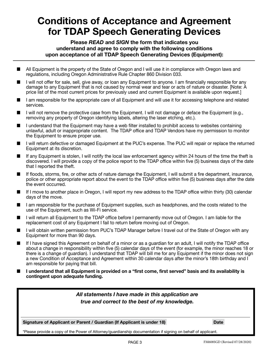 Form FM608SGD Speech Generating Devices Application - Oregon, Page 4