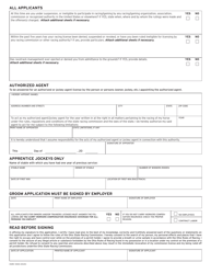 Form OSRC1000 &quot;Ohio State Racing Commission License Application - Northfield Park&quot; - Ohio, Page 2
