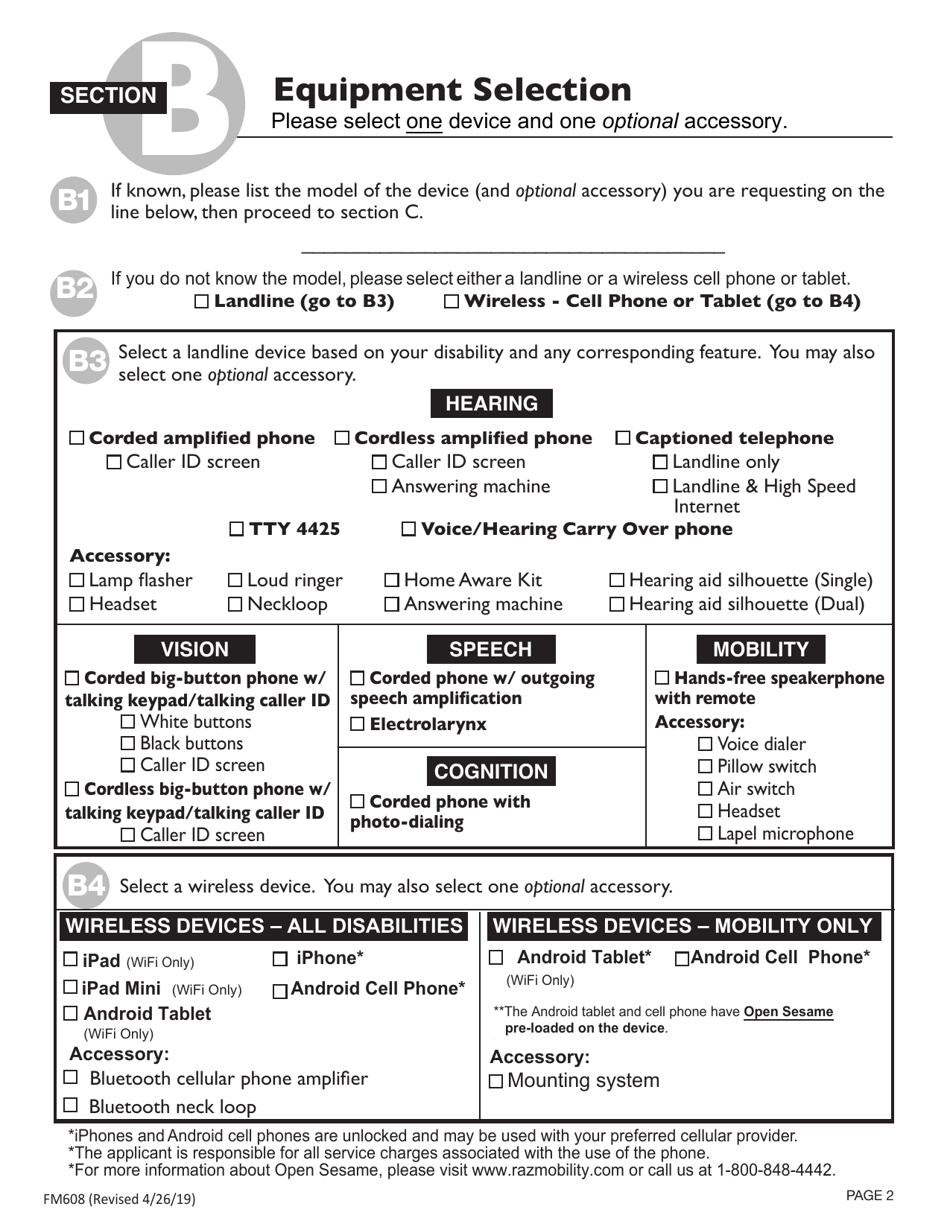 Form FM608 Oregon Telecommunication Devices Access Program (Tdap) Application - Oregon, Page 2