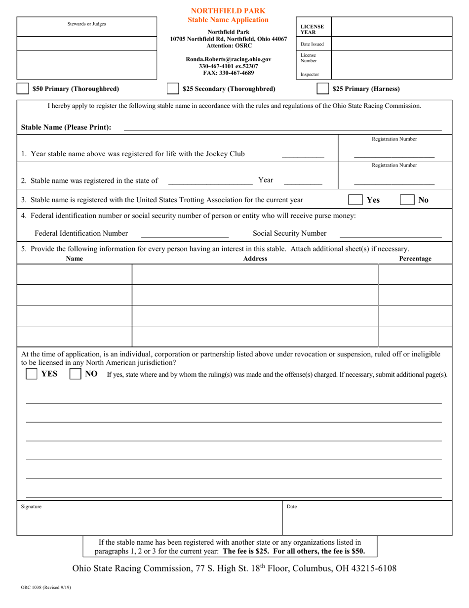 Orc Form 1038 - Fill Out, Sign Online And Download Printable Pdf, Ohio 