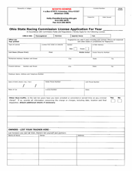 Form OSRC1000 &quot;License Application - Scioto Downs&quot; - Ohio