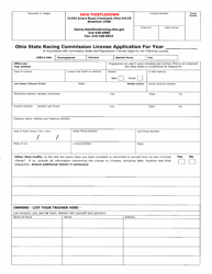 Form OSRC1000 &quot;License Application - Jack Thistledown&quot; - Ohio