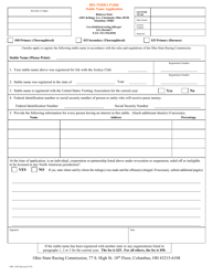 ORC Form 1038 &quot;Stable Name Application - Belterra Park&quot; - Ohio