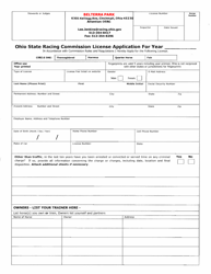 Form OSRC1000 &quot;License Application - Belterra Park&quot; - Ohio