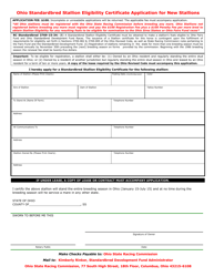 &quot;Ohio Standardbred Stallion Eligibility Certificate Application for New Stallions&quot; - Ohio