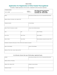 &quot;Application for Registration of Ohio-Foaled Thoroughbred&quot; - Ohio