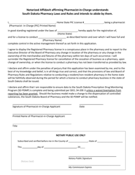 Document preview: Notarized Affidavit Affirming Pharmacist-In-charge Understands South Dakota Pharmacy Laws and Rules and Intends to Abide by Them - South Dakota