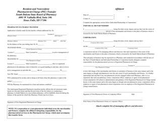 Document preview: Pharmacist in Charge (Pic) Change Form - South Dakota