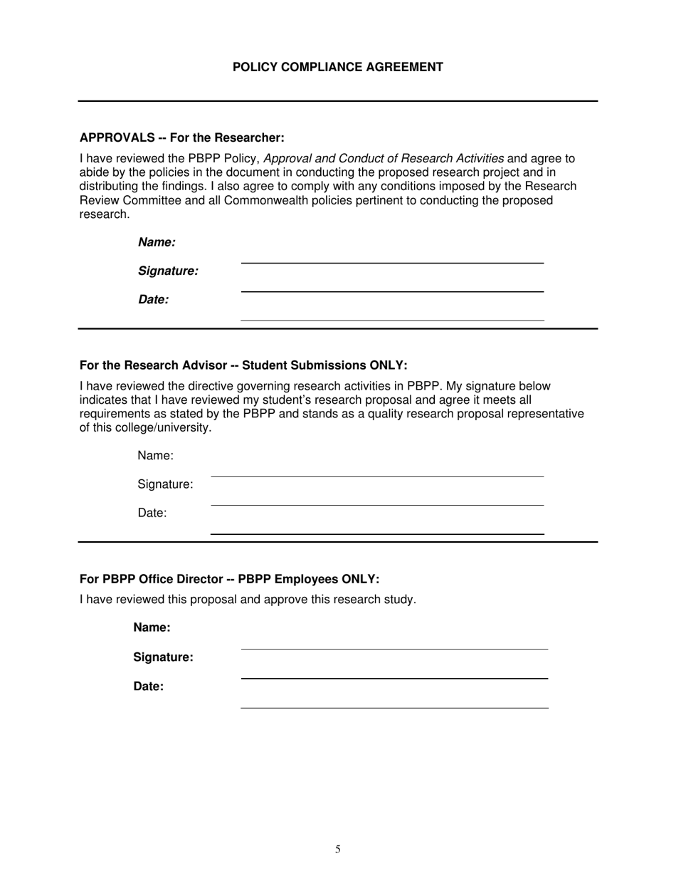 Request for Approval of Research Proposal - Pennsylvania, Page 5