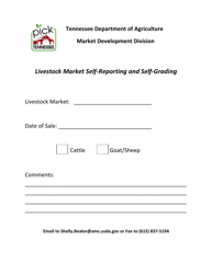 Document preview: Livestock Market Self-reporting and Self-grading Cover Sheet - Tennessee