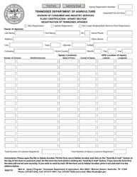 Form AG0175 &quot;Registration of Tennessee Apiaries&quot; - Tennessee