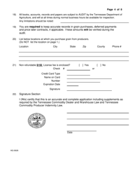 Form AG0626 Public Grain Warehouse License Application - Tennessee, Page 4