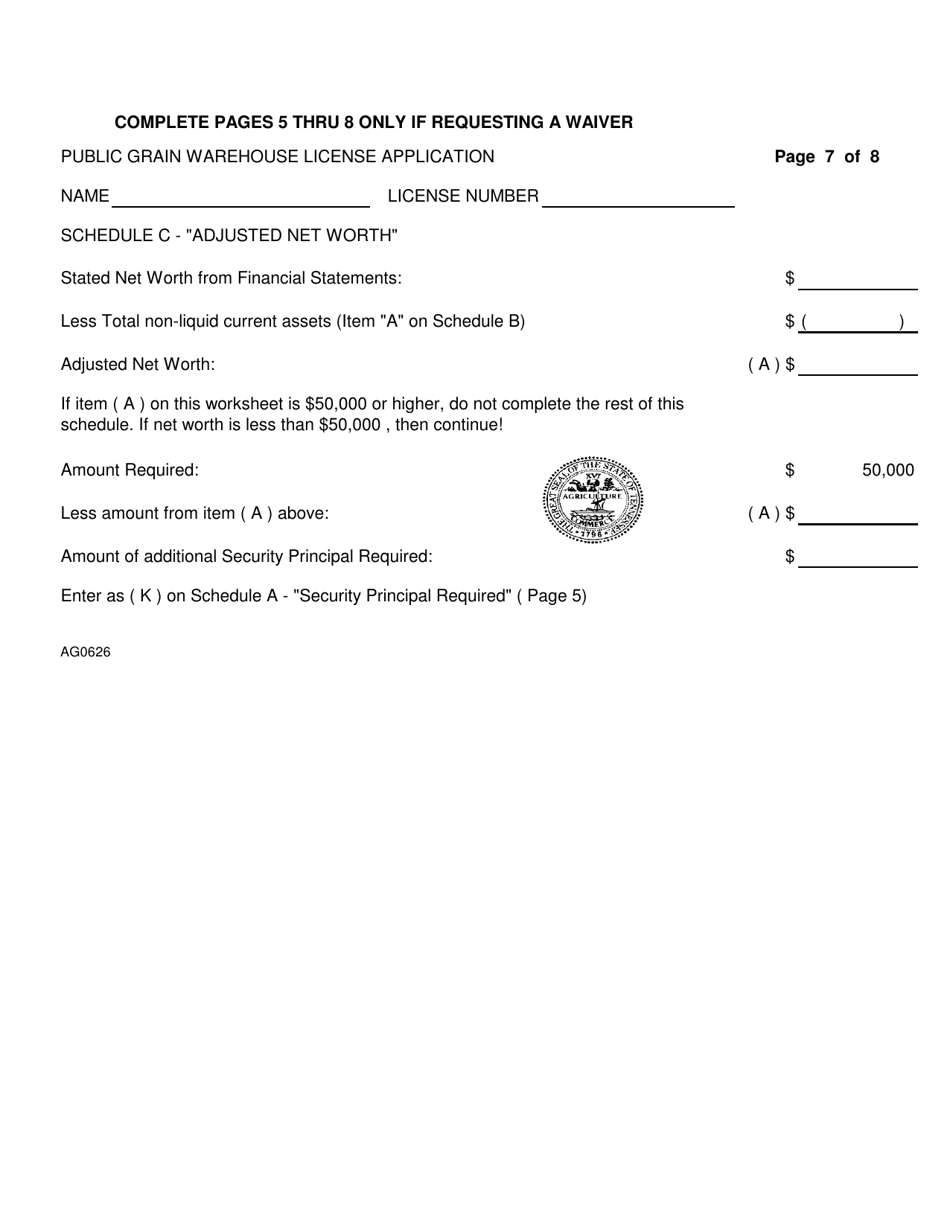 Form AG0626 Public Grain Warehouse License Application - Tennessee, Page 7