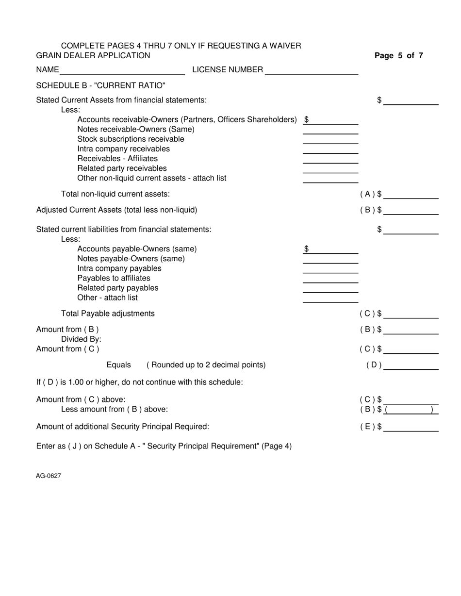 Form AG-0627 Grain Dealer License Application - Tennessee, Page 5