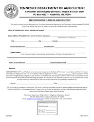 Form AG-0731 Serviceperson&#039;s Placed in Service Report - Tennessee