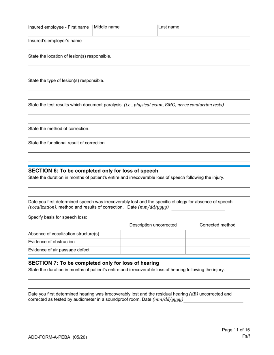 Statement of Claim for Accidental Death and Dismemberment Benefits - South Carolina, Page 11