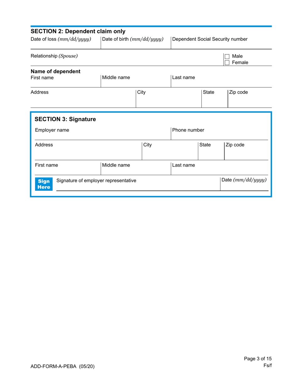 Statement of Claim for Accidental Death and Dismemberment Benefits - South Carolina, Page 3