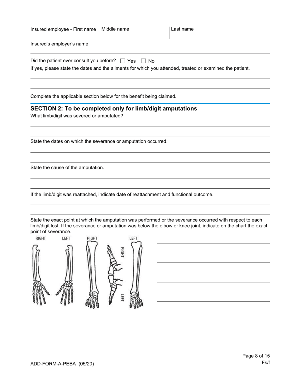 Statement of Claim for Accidental Death and Dismemberment Benefits - South Carolina, Page 8
