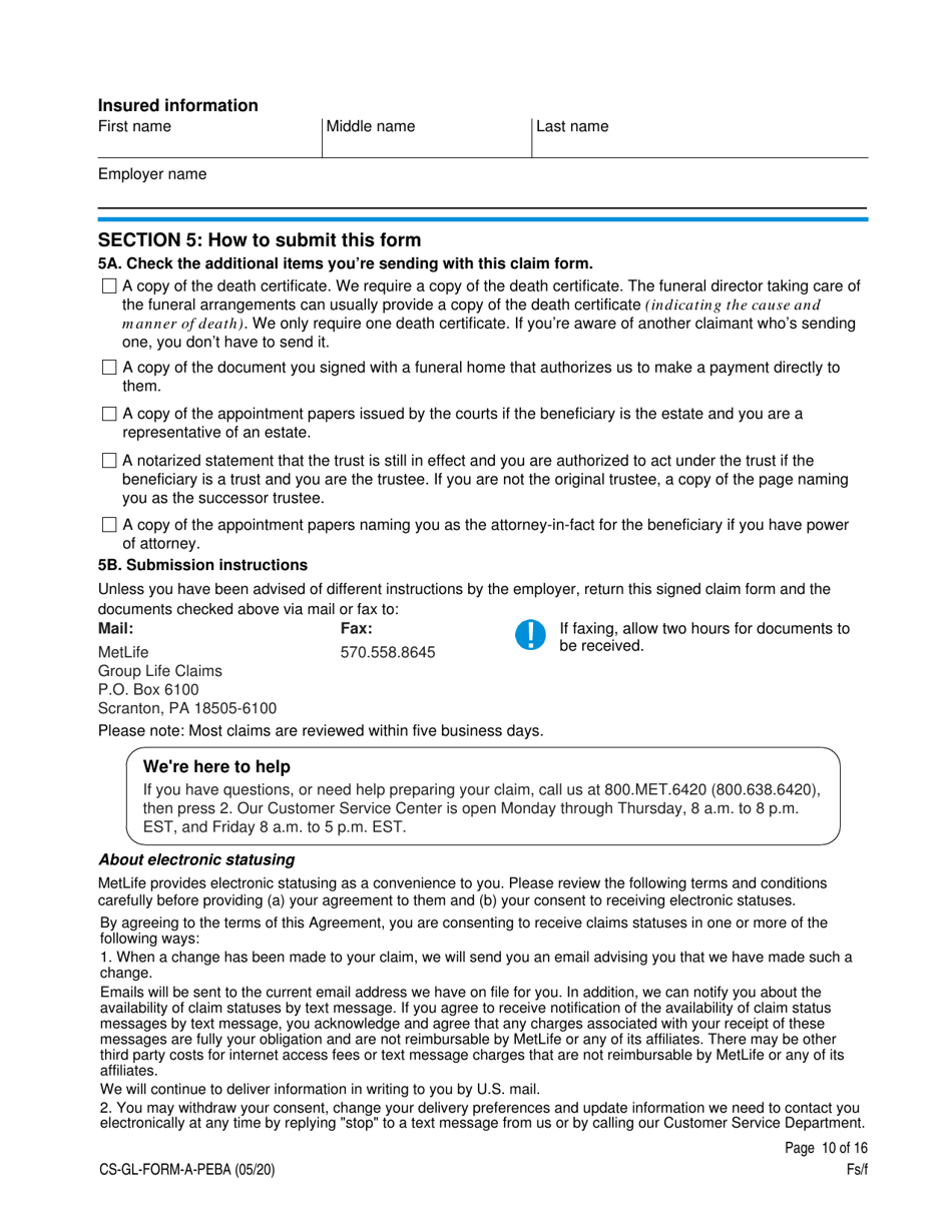 Life Insurance Claim Form - South Carolina, Page 10