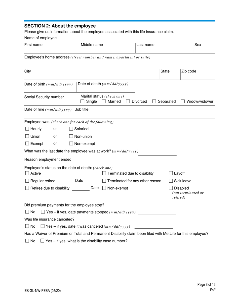 Life Insurance Claim Form - South Carolina, Page 3