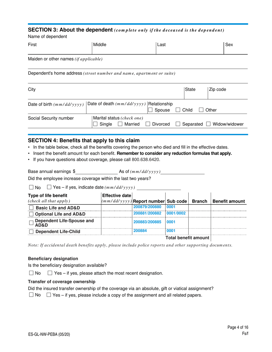 Life Insurance Claim Form - South Carolina, Page 4