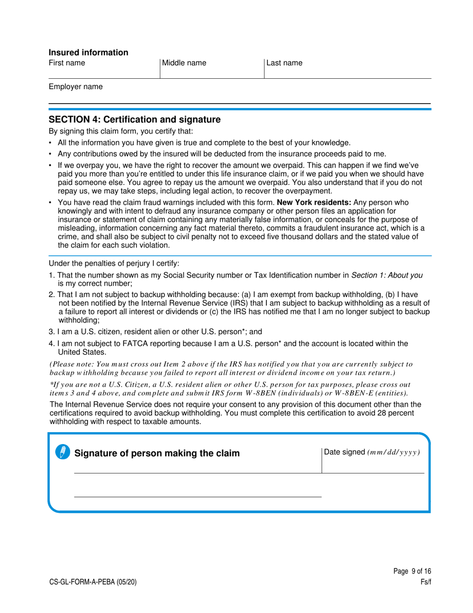 Life Insurance Claim Form - South Carolina, Page 9