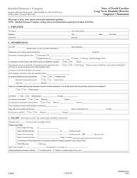 Form SI3379 Long Term Disability Benefits Employee&#039;s Statement - South Carolina, Page 14