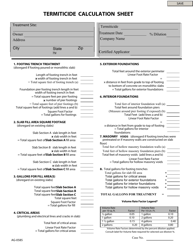Form AG-0585 &quot;Termiticide Calculation Sheet&quot; - Tennessee