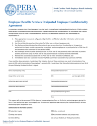 Document preview: Employee Benefits Services Designated Employee Confidentiality Agreement - South Carolina