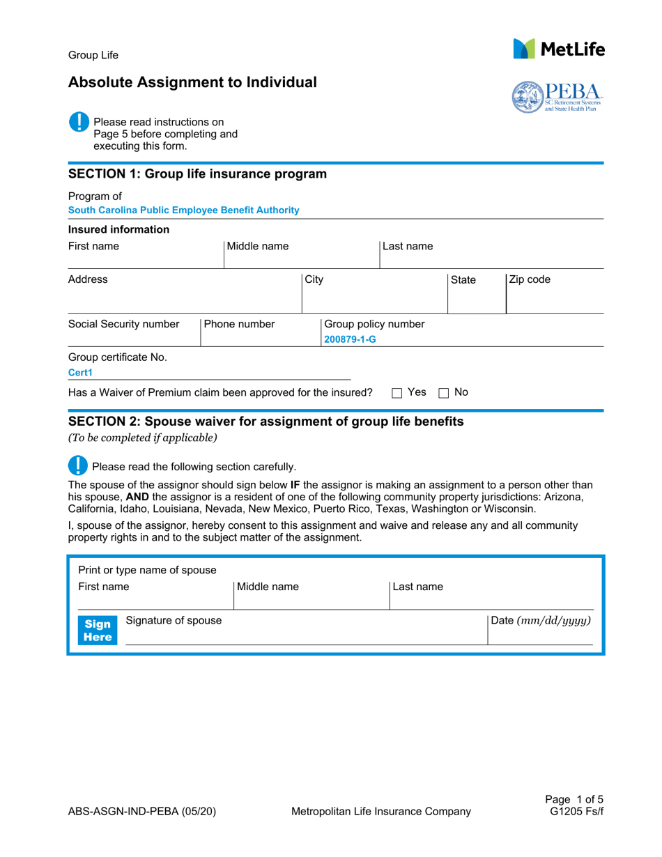 South Carolina Absolute Assignment to Individual - Fill Out, Sign ...
