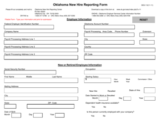 Form OES-112 &quot;Oklahoma New Hire Reporting Form&quot; - Oklahoma