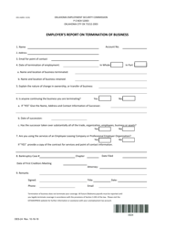 Document preview: Form OES-24 Employer's Report on Termination of Business - Oklahoma