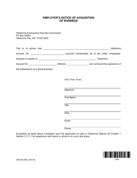 Form OES-55 &quot;Employer's Notice of Acquisition of Business&quot; - Oklahoma
