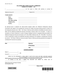 Form OES-190T &quot;Power of Attorney - Tax&quot; - Oklahoma