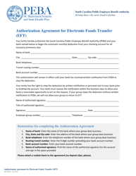 Document preview: Authorization Agreement for Electronic Funds Transfer (Eft) - South Carolina