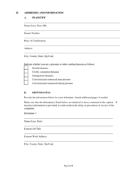 Civil Complaint Form to Be Used by a Pro Se Prisoner - Pennsylvania, Page 2