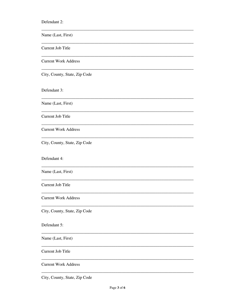 Civil Complaint Form to Be Used by a Pro Se Prisoner - Pennsylvania, Page 3