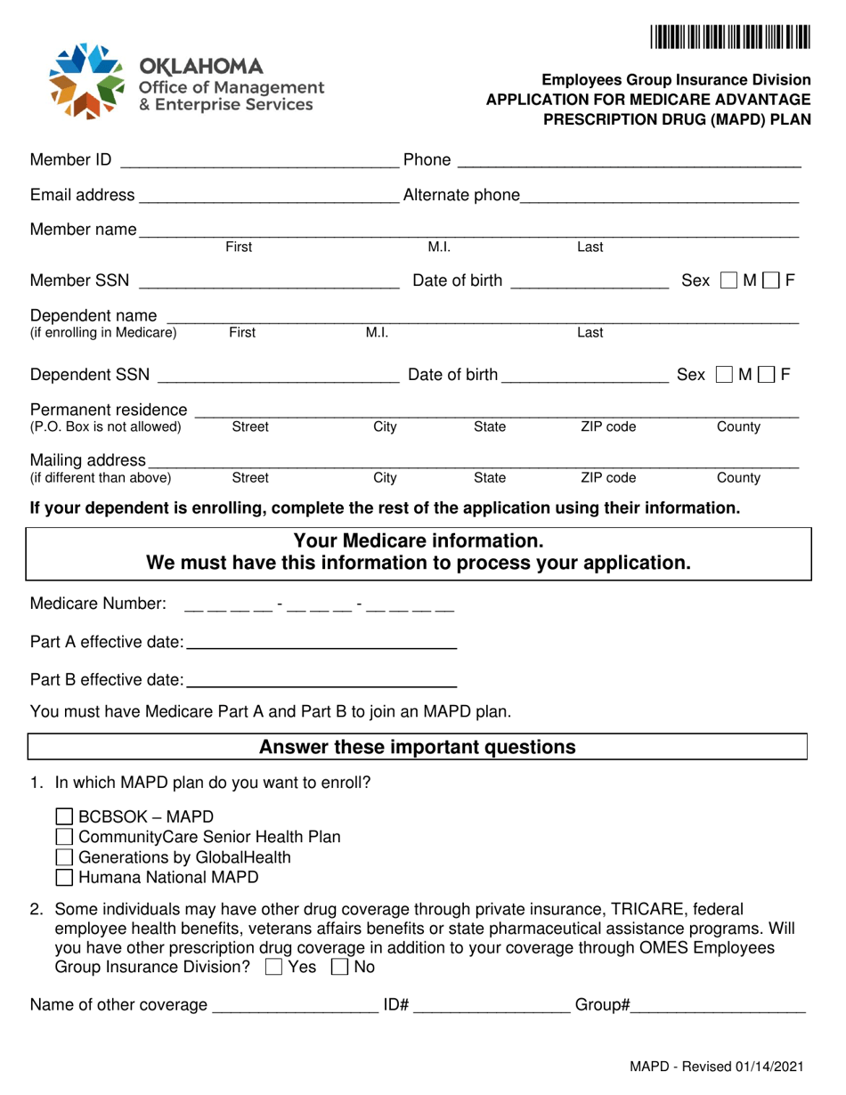 Application for Medicare Advantage Prescription Drug (Mapd) Plan - Oklahoma, Page 2