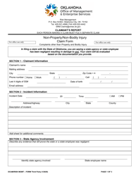Document preview: Non-property/Non-bodily Injury Claim Form - Oklahoma