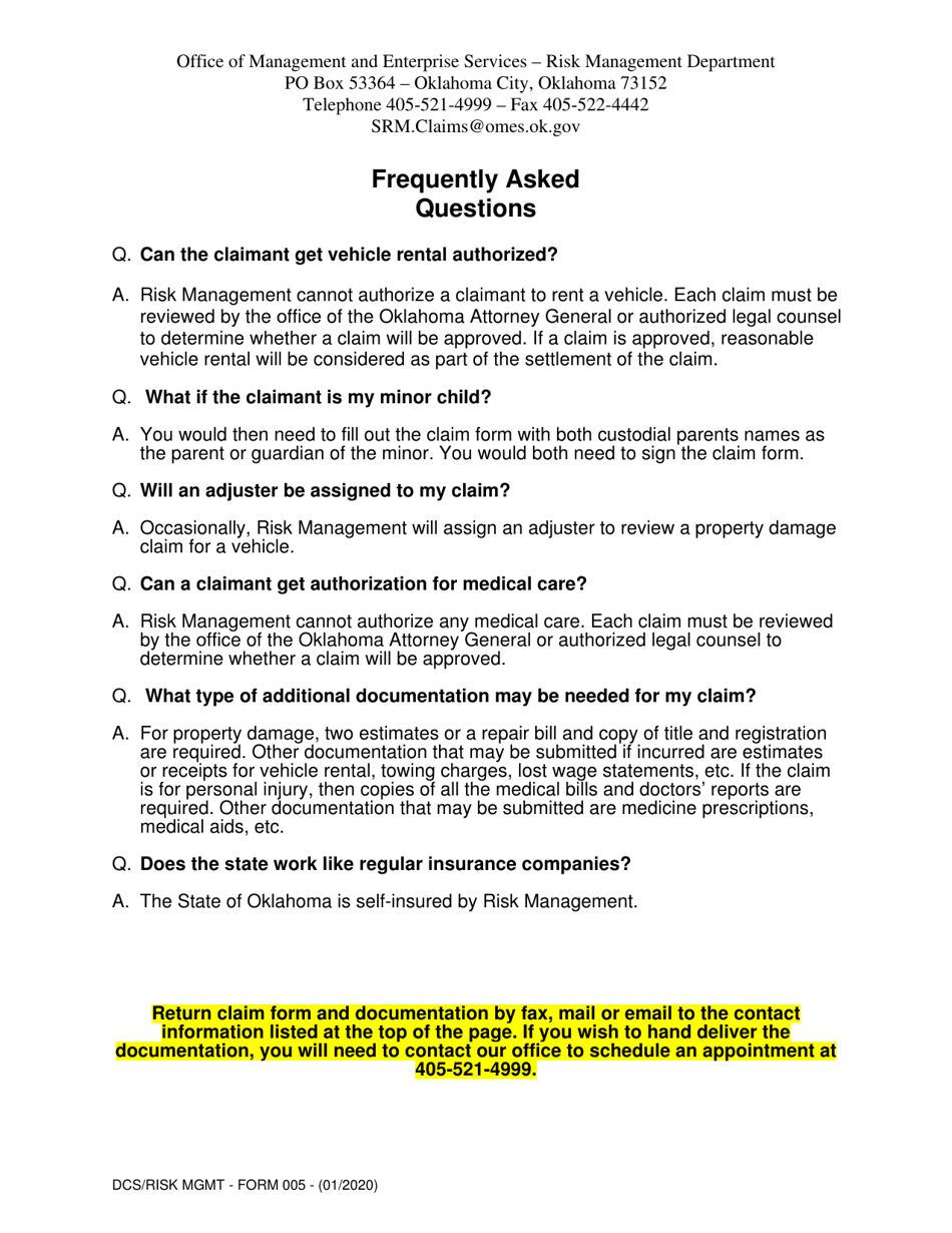 Non-property / Non-bodily Injury Claim Form - Oklahoma, Page 5