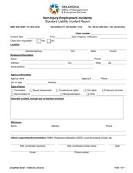 Form 001C Non-injury Employment Incidents Standard Liability Incident Report - Oklahoma