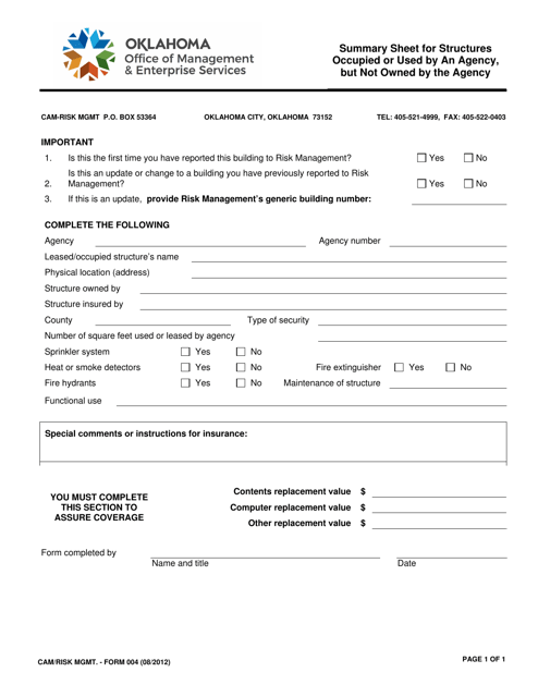 Form 004  Printable Pdf