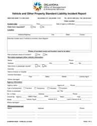Form 001A Vehicle and Other Property Standard Liability Incident Report - Oklahoma