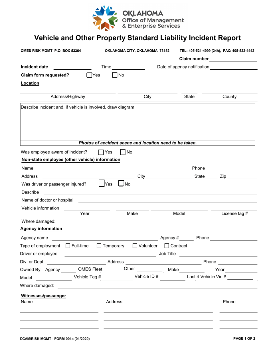 Form 001A Download Fillable PDF or Fill Online Vehicle and Other ...