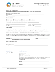 Document preview: OMES Form 301 System Access Authorization Request (Govservice) - Oklahoma