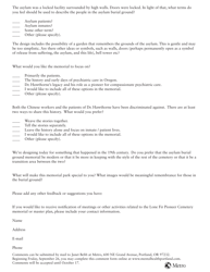 Lone Fir Pioneer Cemetery Memorial and Master Plan Comment Form - Oregon, Page 2