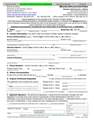 Waiver Application Form - Original Certification of Onsite - Utah