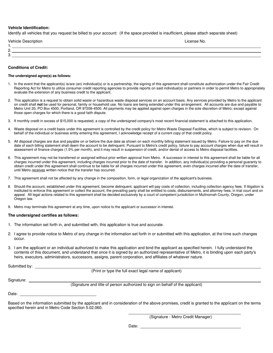 Credit Application - Oregon, Page 3