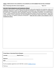 Form A Verification of Accredited or Appic-Member Doctoral Internship - Ohio, Page 2